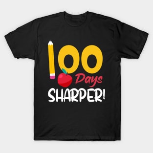 100 Days Sharper Funny School Boys Girls Kids Gift 100 Days Of School T-Shirt